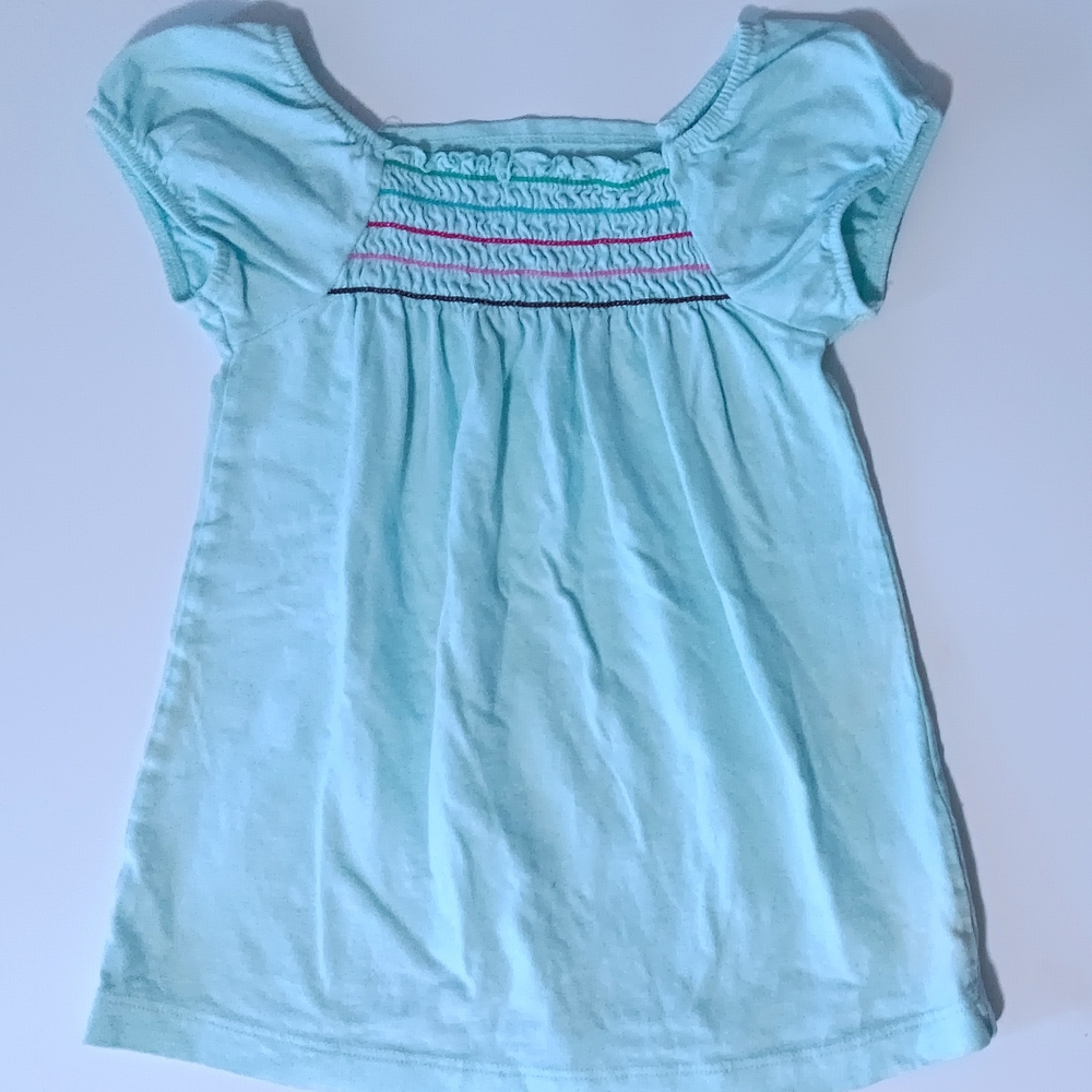 Jumping Beans Blue Short Sleeve Tee with Smocked Neckline